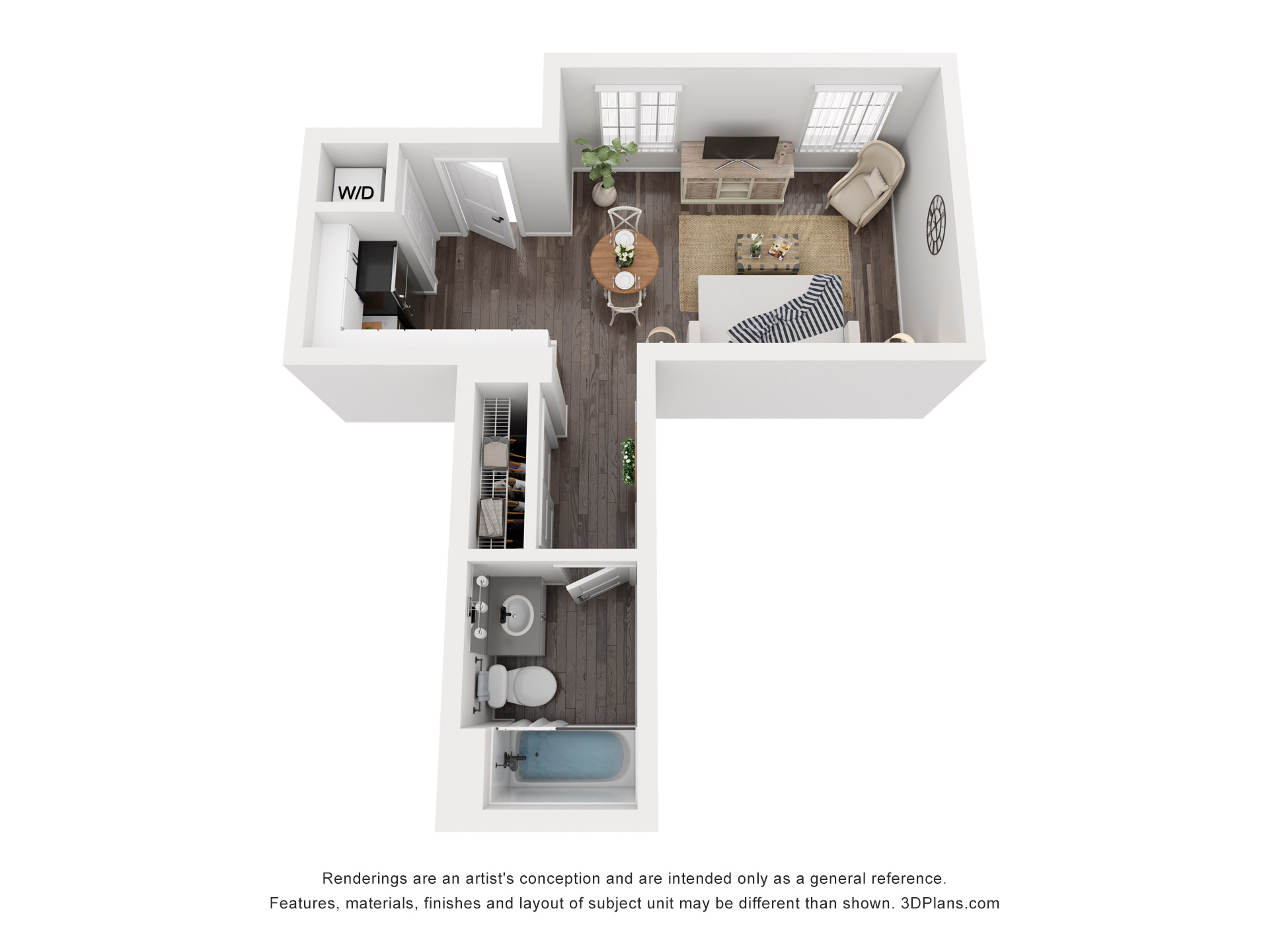 Floor plan for studio, 330 sqft
